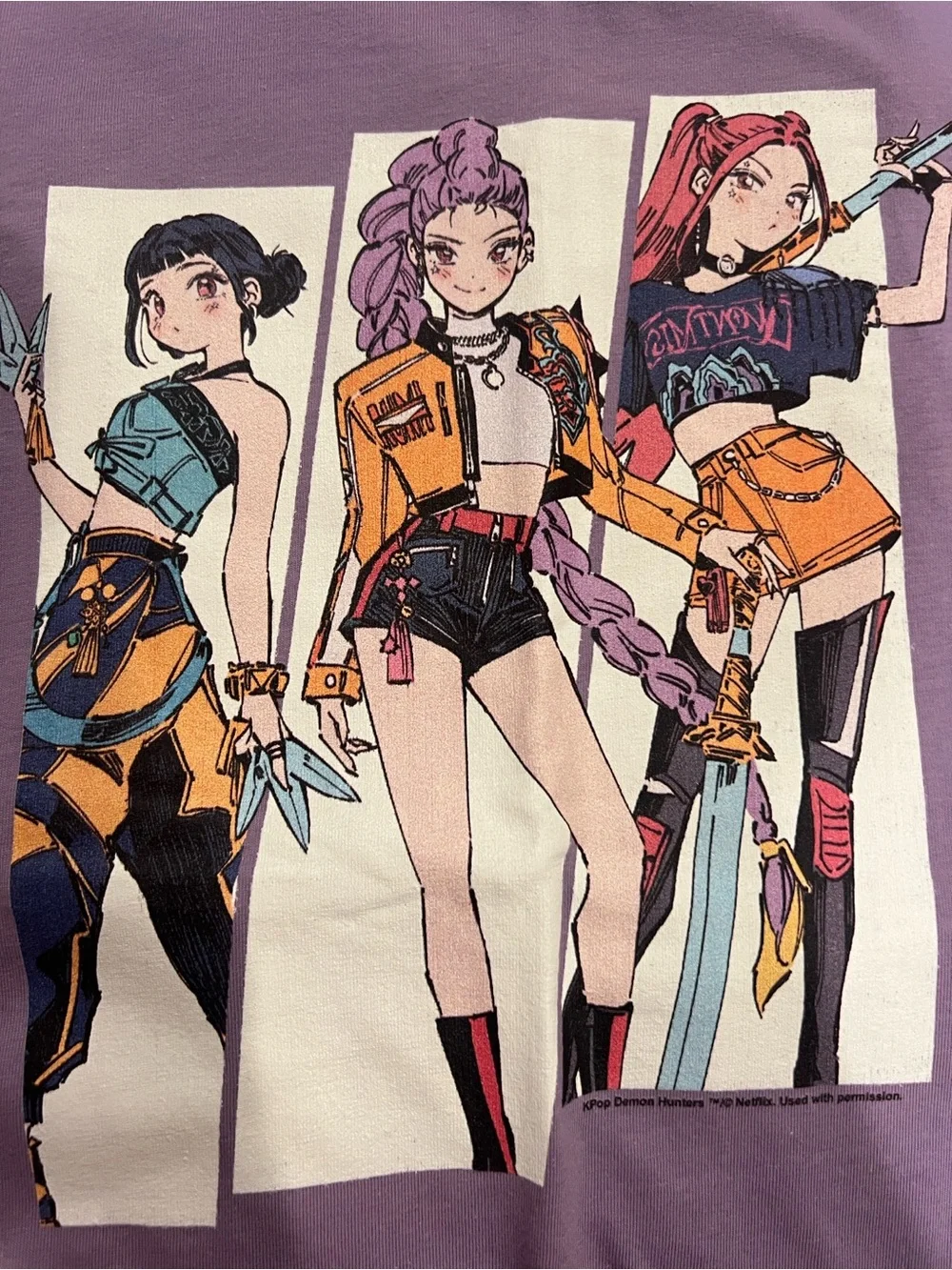 K Pop Demon Hunters Netflix Kids' Purple Graphic Anime Tee and mini backpack